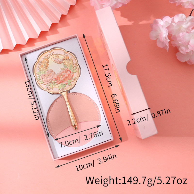 JZ-000061 National Flower Peony 3-Gift Box-Handle Mirror