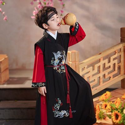  boys prince hanfu kids boys warrior swordsman cosplay robe han ming song dynasty Chinese wind improved antique tang suit children hanfu embroidered collar