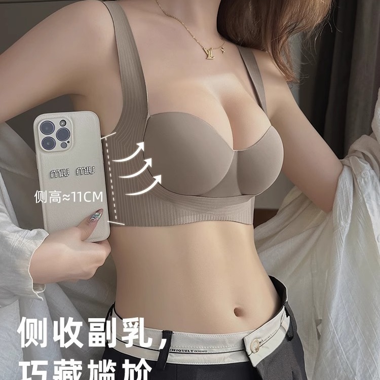 Levantamiento diosa pequeña ropa interior de pecho mujeres empujar hacia arriba redondo anti-flacidez pecho superior soporte banda ancha lado pecho sujetador traje
