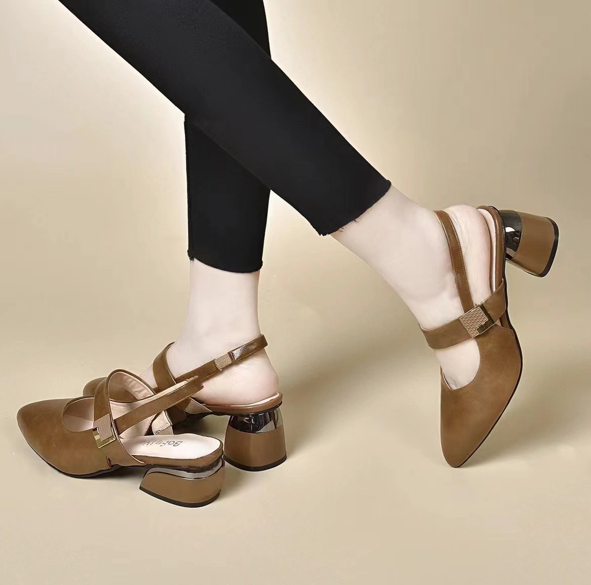 Kaki-cao gót 5 cm