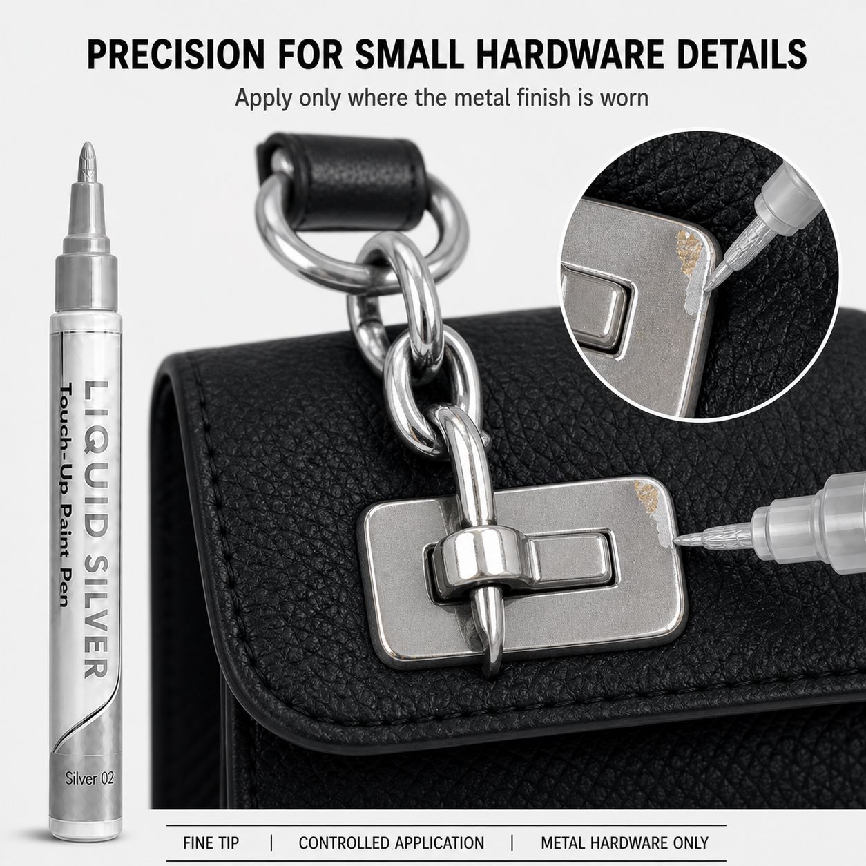 Silver touch-up pen for repairing metal scratches, furniture hardware paint chipping repair, color touch-up silver pen, DIY handmade paint pen