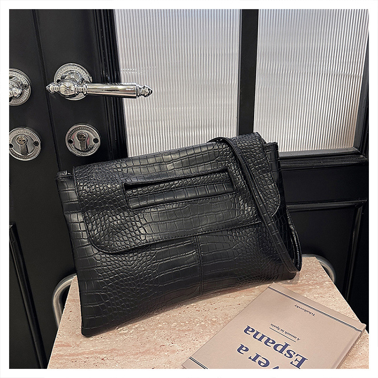 New cross-border foreign trade crocodile pattern strap clutch bag, large-capacity file bag, storage bag, official document bag, crossbody bag undefined