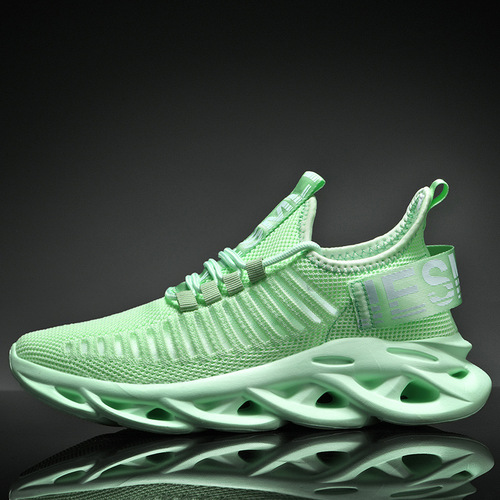 Spring and Autumn Men's Shoes, Thick-Soled Height-Increasing Sneakers, Mesh-Fabric Summer Thin Style Clunky Fashion Shoes for Men, Green, Large Size, Wholesale