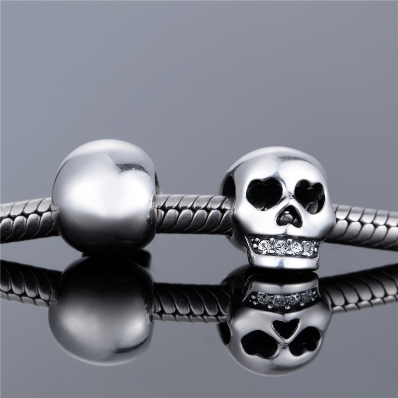 1 Piece Hip-hop Heart Shape Skull Sterling Silver Enamel Inlay Beads Jewelry Accessories display picture 39