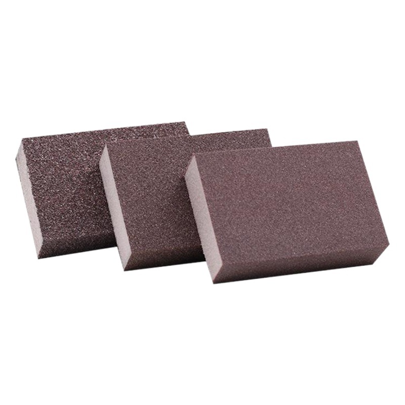 Fabricantes al por mayor bloque de arena de esponja británico grueso hermoso costura azul de doble cara muebles de carpintería pulido y pulido bloque abrasivo de esponja