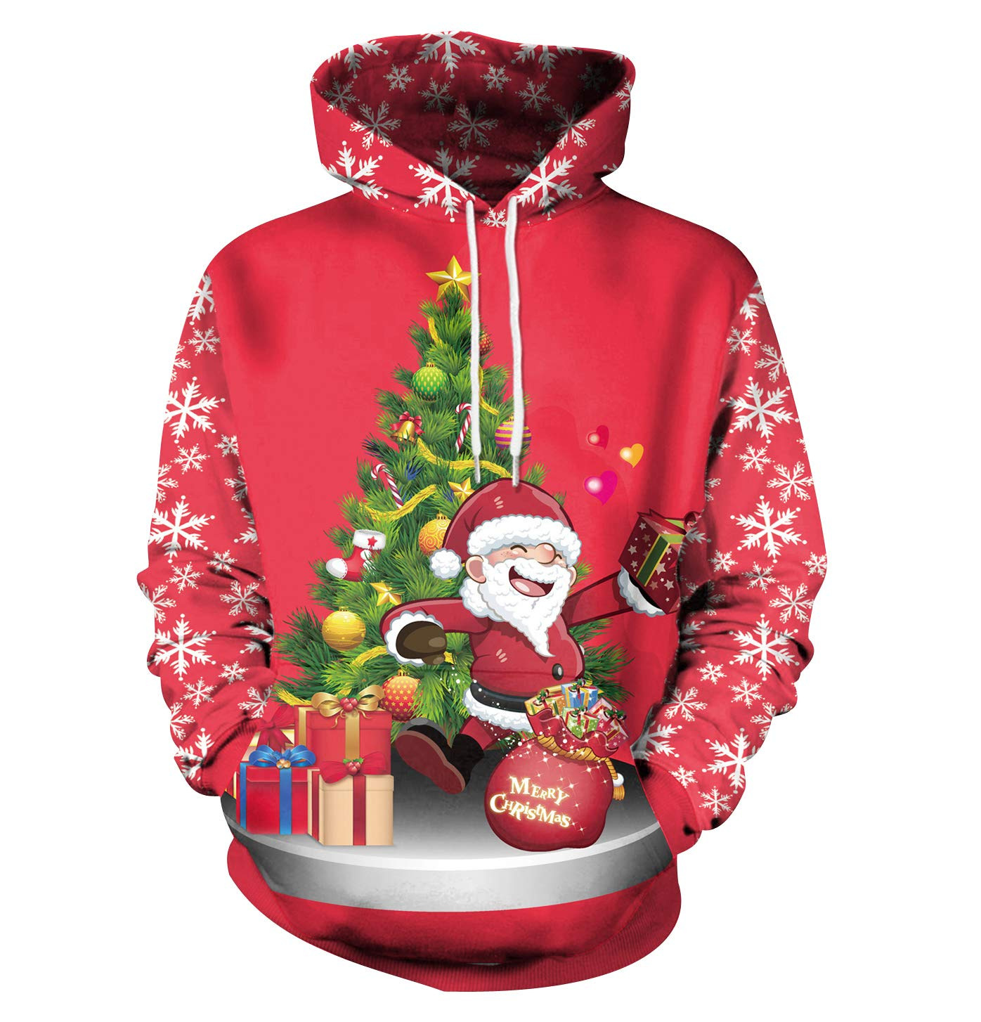 Primavera y otoño Navidad suéter con capucha impresión digital 3D hombres y mujeres con la misma tendencia suéter casual suelto