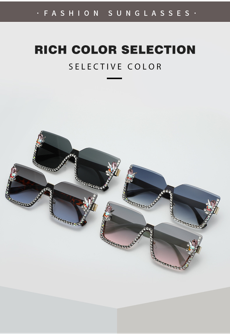 Elegant Basic Resin Special-shaped Mirror Diamond Frameless Women's Sunglasses display picture 1