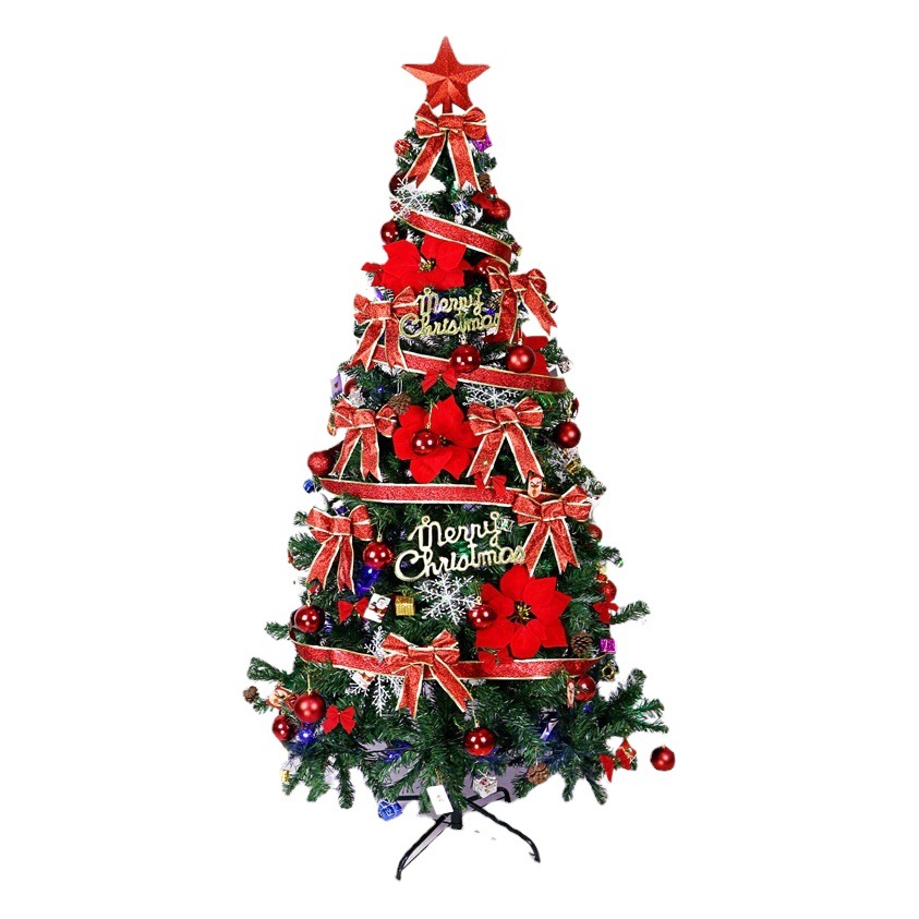 Paquete de Árbol de Navidad Transfronterizo de 1.5/1.8 Metros para Uso Doméstico, Juego de Decoración de Adornos para Árbol de Navidad Densos con Efecto de Nieve.