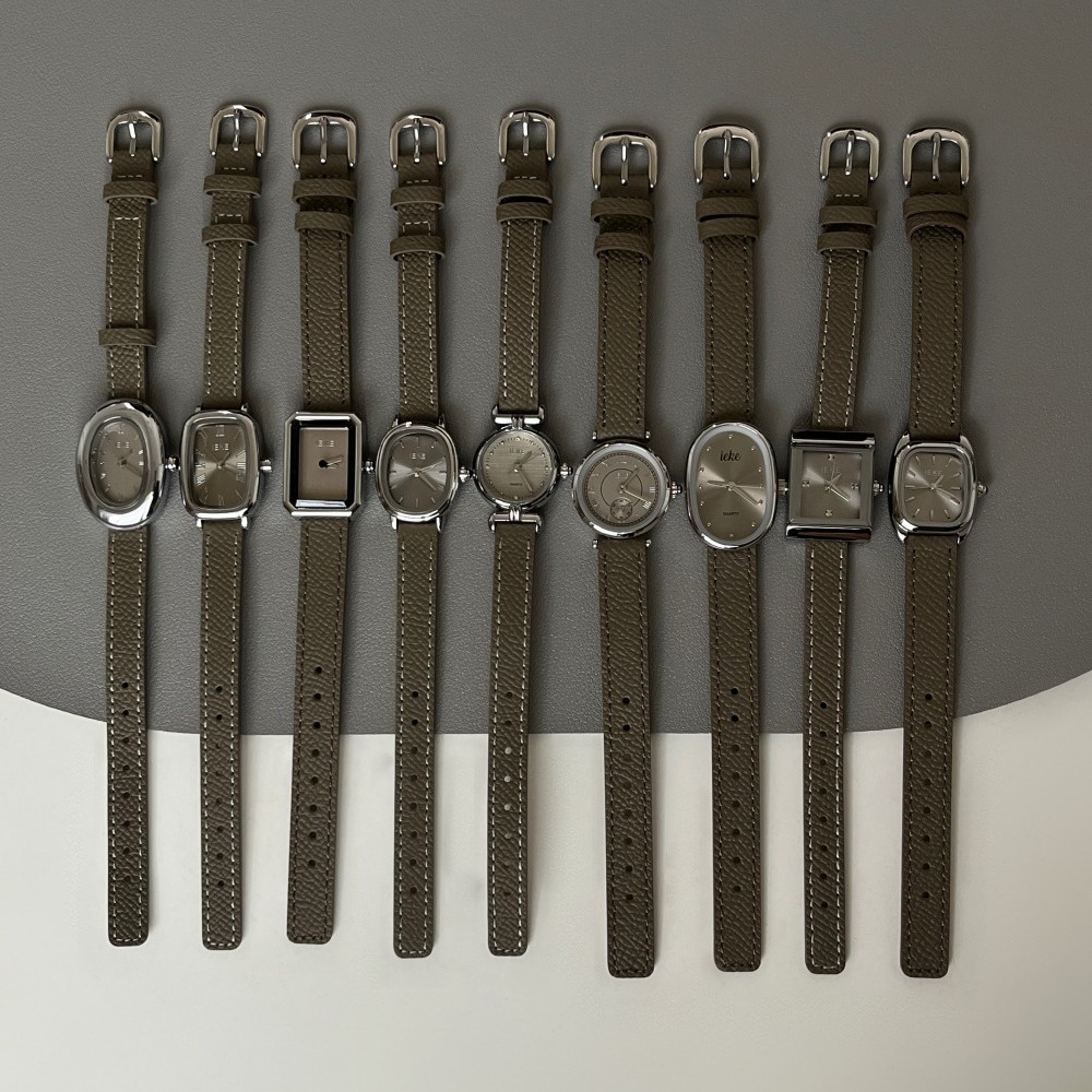 IEKE灰色系列批发爆款皮带女士手表小方表小众时尚复古石英表代发