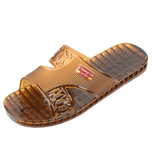 Men's Summer New Crystal Slippers Waterproof Anti-Odor Bathroom Shower Outdoor Wear Transparent Jelly Sole Plastic One-Sided Slippers