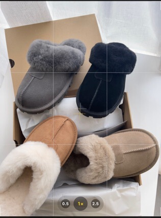 Sampo wool star slippers new model closed-toe home couple slippers, fluffy flat-soled outdoor star slippers, thick-soled slippers