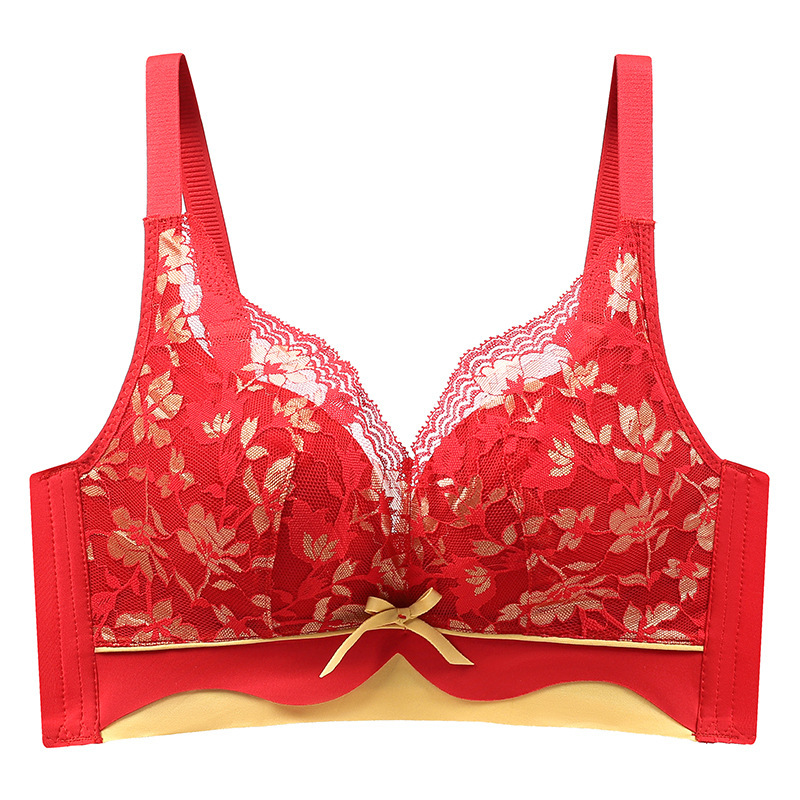 [Embroidery 8898] Nude comfortable seamless underwear women's comfortable push-up anti-external expansion anti-sagging simple bra