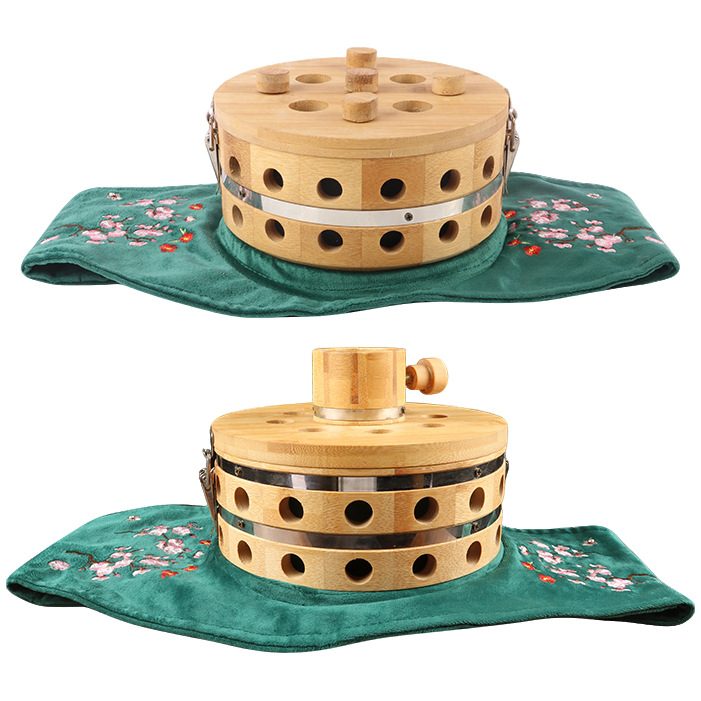 Five-Needle Moxibustion Box Thunder-Fire Moxa Jar for Abdomen and Waist Warm Suspended Moxibustion Embroidered Gift Set 5cm Moxa Sticks details