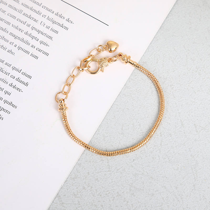 Panjia DIY Jewelry Bracelet for Women Simple Gold Copper Chain Snake Bone Silver Lobster Clasp Beaded Bracelet Manufacturer Wholesale