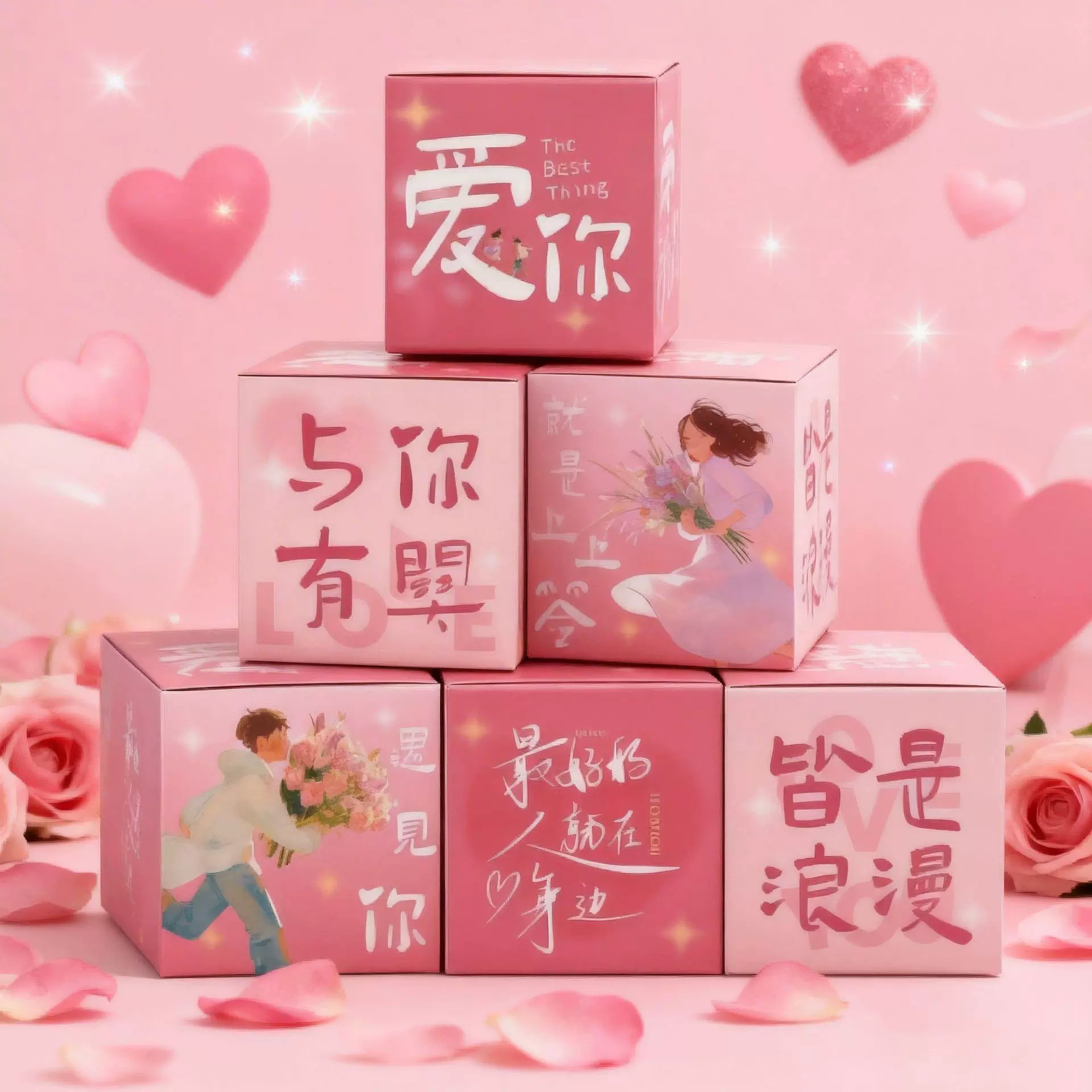 情人节地堆盒子求婚场地布置摆件告白现场装饰结婚礼氛围盒子七夕