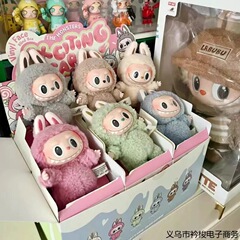 现货泡泡玛特labubu拉布布搪胶脸摆件马卡龙一代毛绒玩具公仔手办