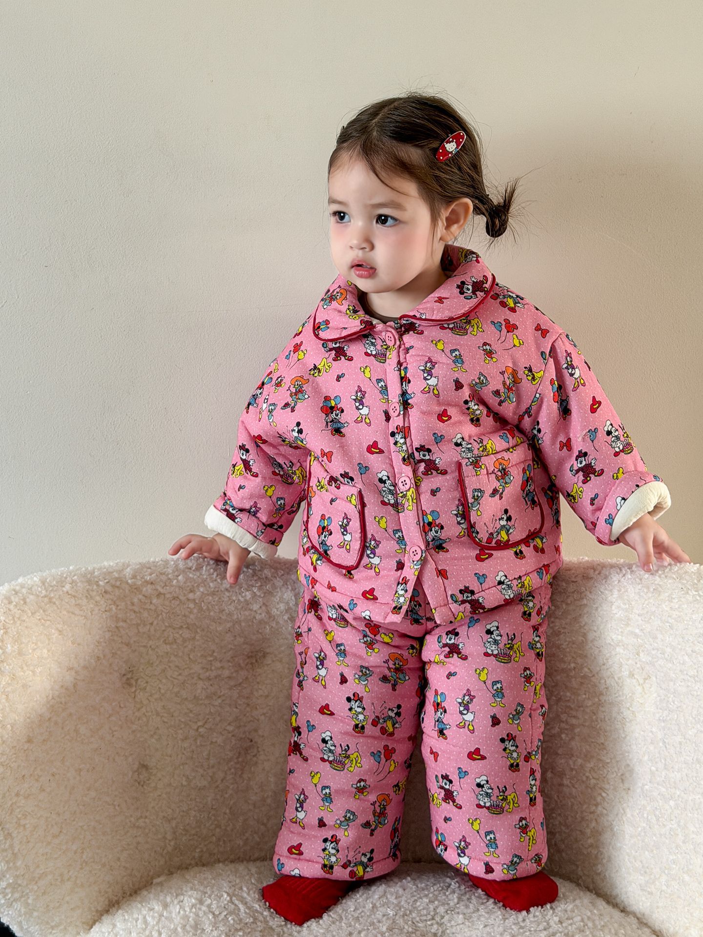 Sugar Pear ropa infantil pijamas de invierno para niños 2025 algodón grueso ropa doméstica para niñas ropa de bebé para niñas