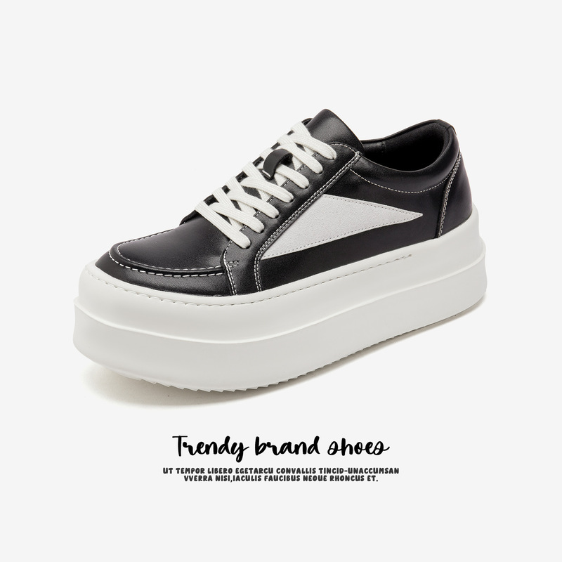 2025 New Niche Thick-Soled Sneakers for Men, Black and White, Simple, Fashionable, Versatile, High-End Casual Shoes, Moral Training Shoes 2001