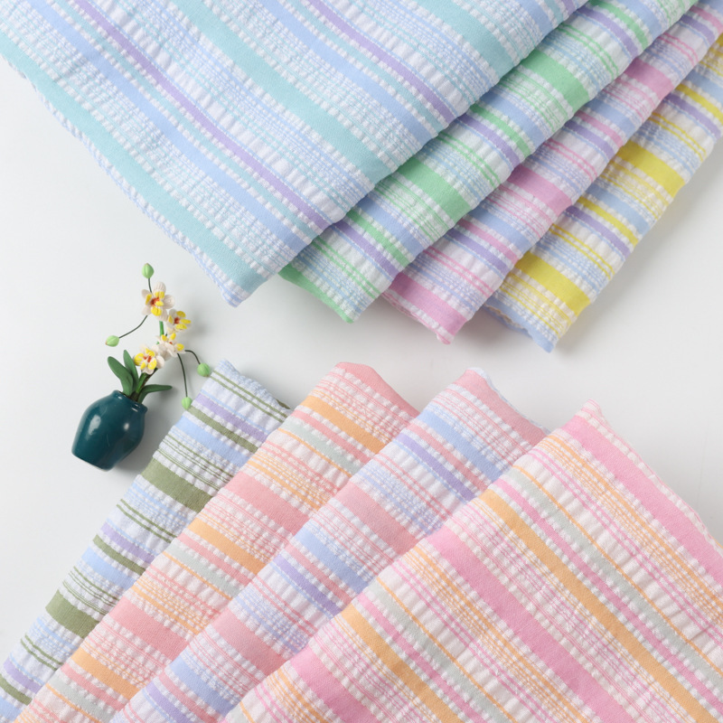 Spring and Summer popular yarn-dyed plaid fabric striped cloth shirt clothing fabric men's and women's striped shirt plain clothing