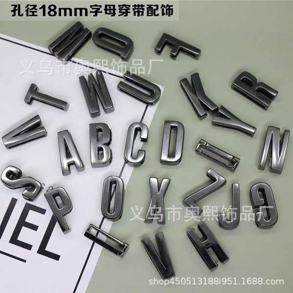 Glossy metal accessories with letters