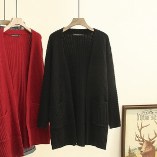 Plus Size Women 100kg Fat Sister Autumn and Winter New K-Style Versatile Mid-Length Twist Sweater Jacket Cardigan 3445