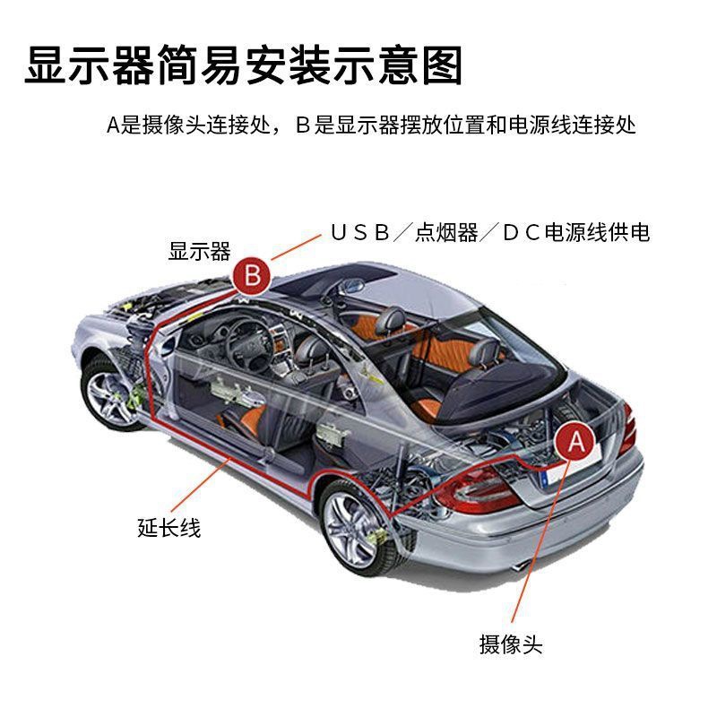 Car Reversing Camera 24V Truck 5inch Desktop Monitor Car-Mounted 12V Universal High-Definition Waterproof Camera