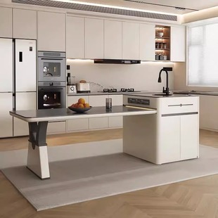 2025 New Slate Island Dining Table, Dual-Purpose Modern Light Luxury Retractable Multi-Functional Dining Table for Large and Small Sizes