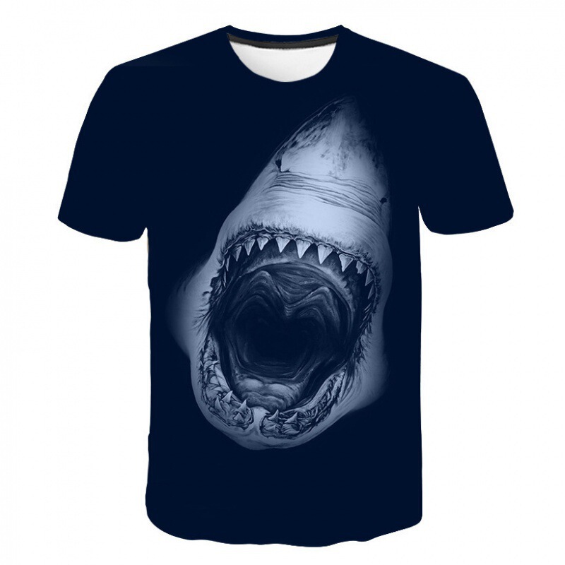 Pod/Jit/Source Manufacturer Wholesale Buyers Men's and Women's Shark 3D Digital Print Casual T-Shirt Casual Wear Short Sleeve