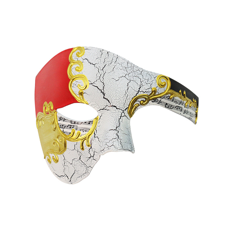 Máscara de media cara de nota de crack veneciana transfronteriza Máscara de fiesta de disfraces vintage para hombre Máscara de Halloween