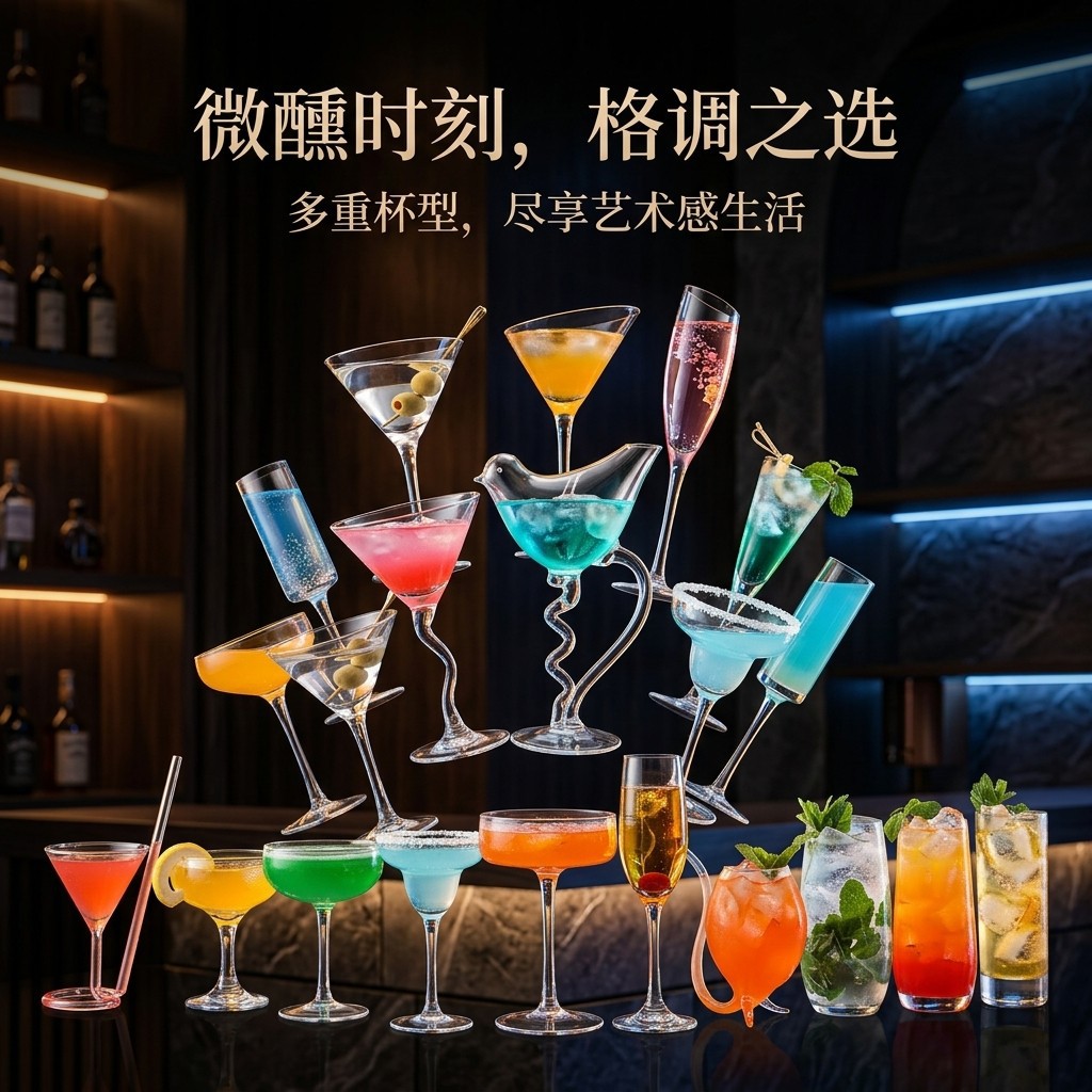 Creativo vidrio burbujeante taza de champán alto pie taza de cóctel taza de bar margarita martini conjunto de taza