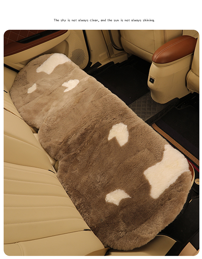 Pure wool car cushion single piece winter fur integrated three-piece car cushion warm plush seat cushion rear row strip