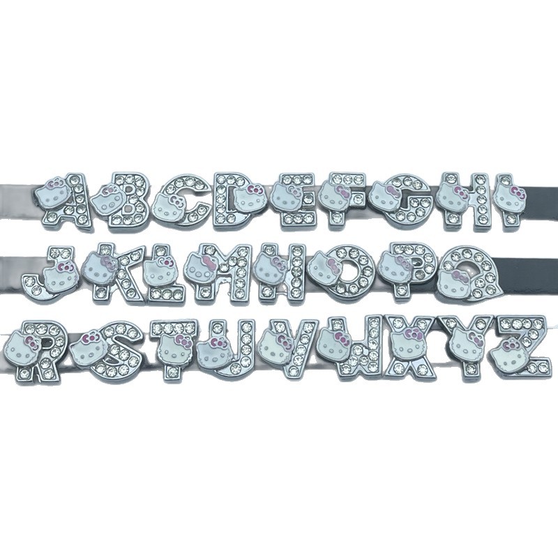Cat Head Alloy Rhinestone Letters DIY Handmade Jewelry Accessories Alloy Diamond Letter Bracelet Couple Bracelet Gift