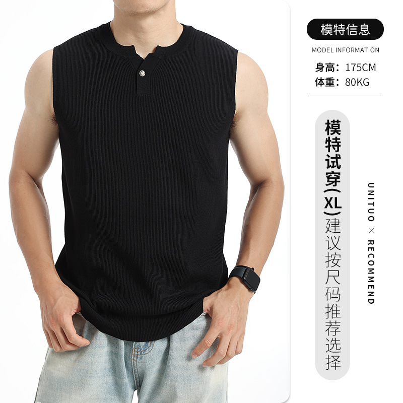 Verano nuevo estilo de hombre Henry chaleco de punto transpirable sin mangas chaleco ligero de negocios casual de alto nivel hombre