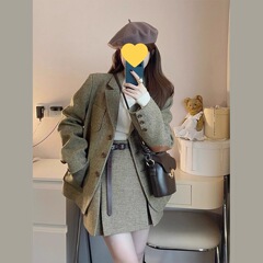 秋冬季新款流行小香风西装裙套装韩剧女主穿搭高级感小洋装两件套