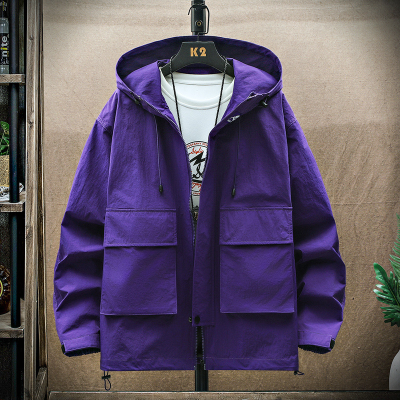Unisex Lightweight Hooded Jacket - Soft Wool Blend, Loose Fit, Versatile Outdoor Style (Black, Coffee, Ivory, Burgundy, Purple)_voghion.com