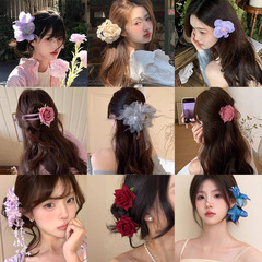リゾート風プルメリアフラワーグリッパー甘い女の子前髪サイドヘアピンボヘミアンファッションヘアアクセサリー