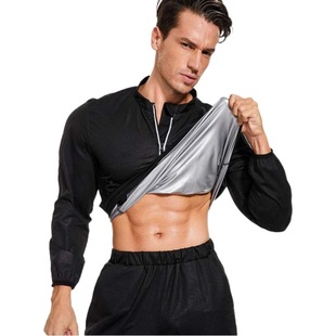 Sweat-breaking clothes men's pullover top sweat-reducing body weight-reducing sweat-breaking clothes plus size plus size sports running workout clothes sweat-wicking