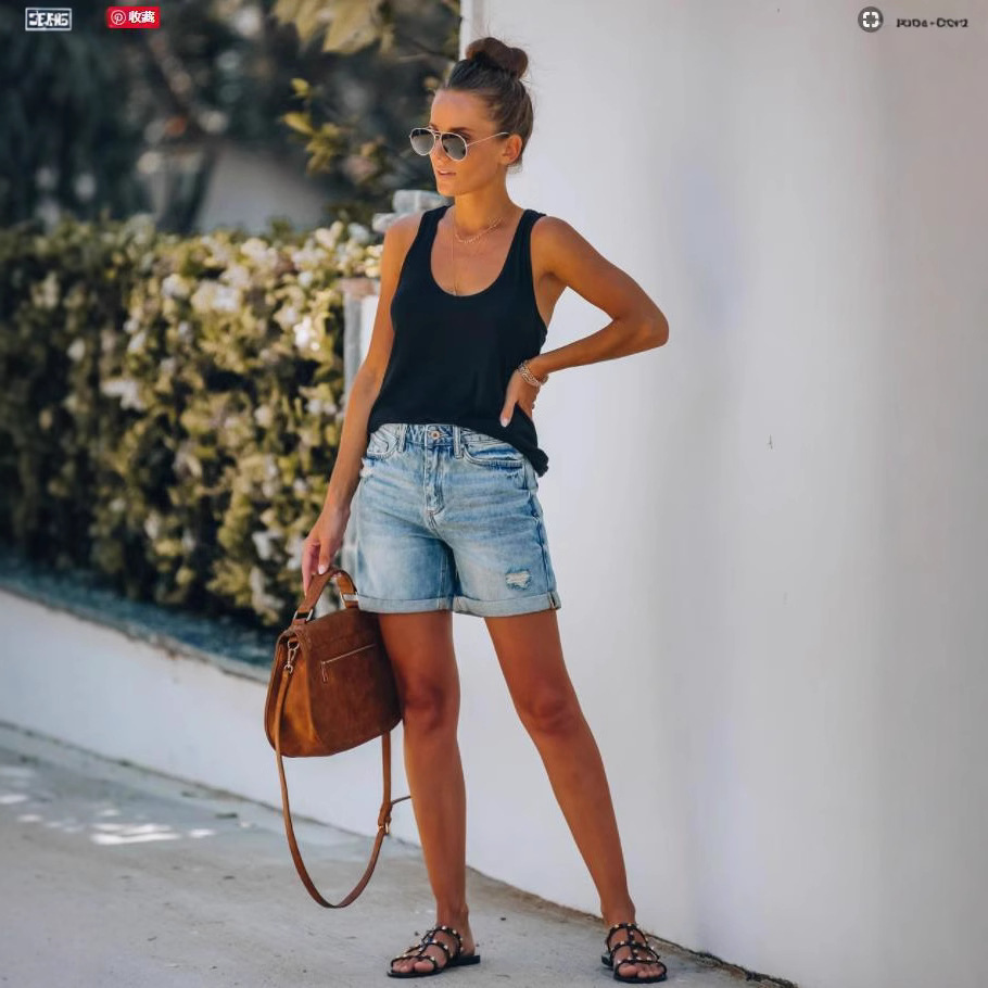 Aliexpress Wish Amazon Best Selling Fashion Shorts Women's European and American Export Women's Denim Shorts in Stock