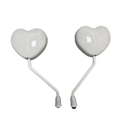 Reflective Motorcycle Mirror, Motorcycle rearview mirror - 8mm-universal-screw-white-love-heart