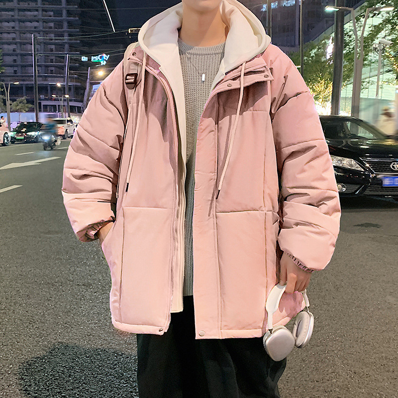 Abrigo acolchado de algodón de dos piezas falso para hombres Otoño e Invierno 2023 Nuevo Abrigo acolchado de algodón suelto forrado de lana engrosado abrigo de algodón de invierno para los amantes