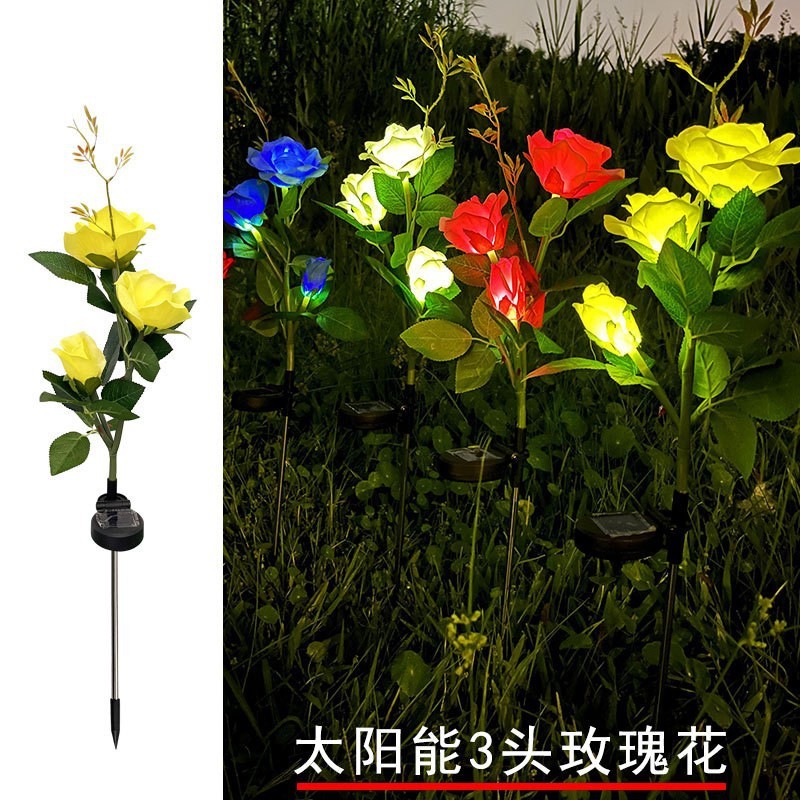 led太阳能灯地插灯彼岸花百合花玫瑰花仿真花蒲公英草坪铜线灯串|undefined