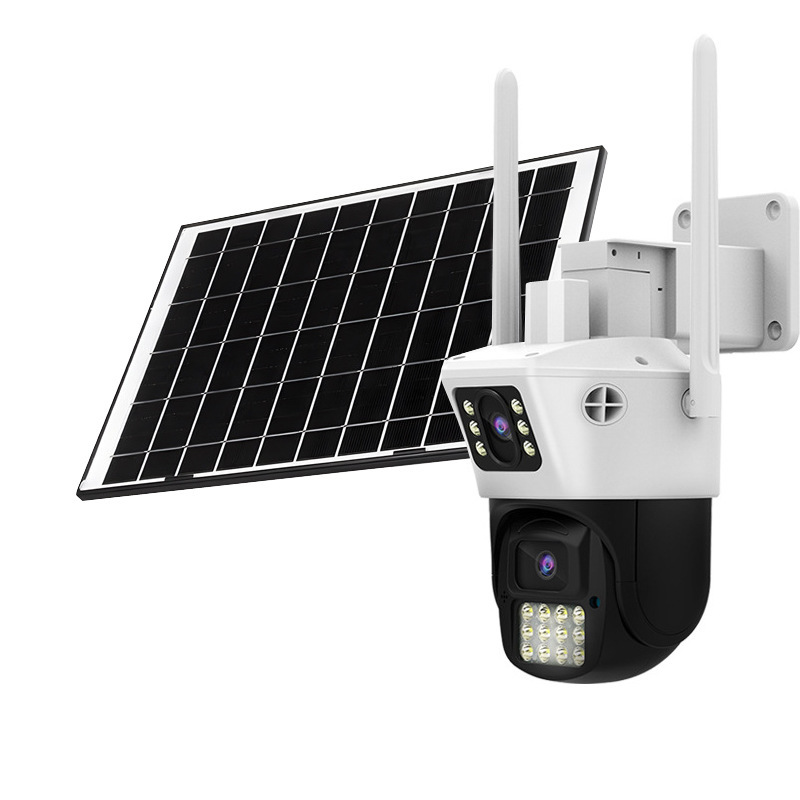 WIFIガンボール連動500万球機屋外防水両眼ダブル画面4Gカメラ監視360度|undefined