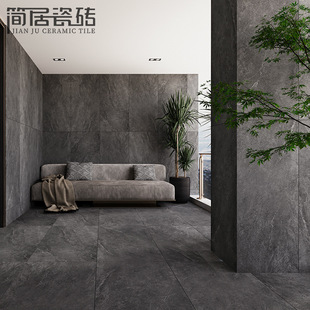 Dark Gray Concave and Convex Imitation Stone Texture Tiles Restaurant Hotel Chain Non-Slip Floor Tiles Wall Tiles 600*1200