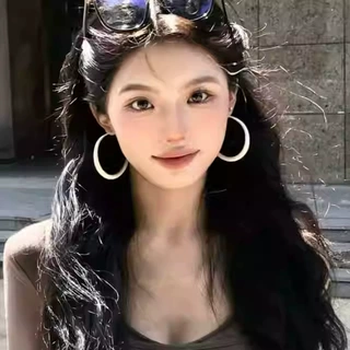 银针夏日小清新甜美光面几何圆圈耳圈个性简约小众气质高级耳环女