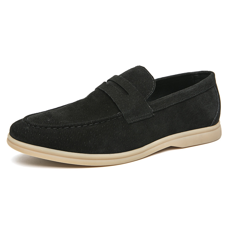 Scarpe Casual Slip-On Tacco Basso Mocassini Nubuc Pelle Scamosciata Comode Morbide Suola Uomo Classici Retro Mocassini_voghion.com