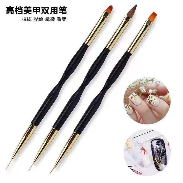 Double-head dual-purpose nail pen 3 small man waist pull line phototherapy pen hook pen multi-purpose hook line nail art tool