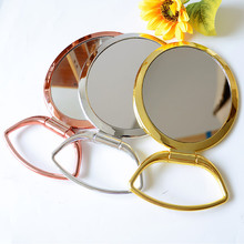双面折叠镜放大美妆镜 折叠式台面梳妆镜子 时尚美妆椭圆镜