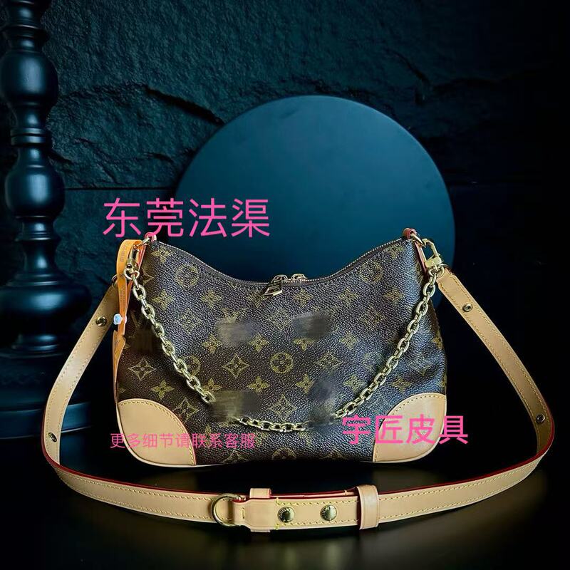 High-End, High-Quality Luxury Genuine Leather Monogrammed Horn-Shaped Bag, Versatile Designer Shoulder and Crossbody Bag, Premium Underarm Bag