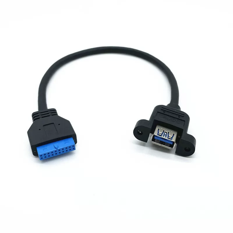 Удлинительный кабель для материнской платы 20PIN - USB 3.0 с отверстием под винт-ушок для корпуса компьютера