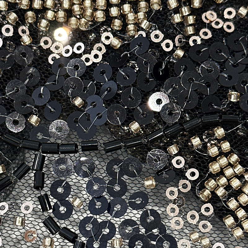 Inventario sequinilla bordado tubo de cuentas tela de bordado sequinilla tejido de bordado tubo de cuentas vestido de boda sequinilla tela